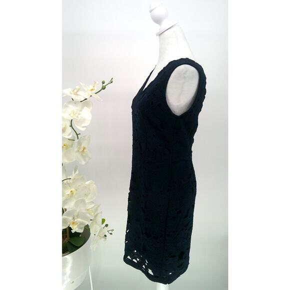 Banana Republic Womens  Dress 6 Navy Blue Lace Overlay Party Lined Sheath - Picture 2 of 8